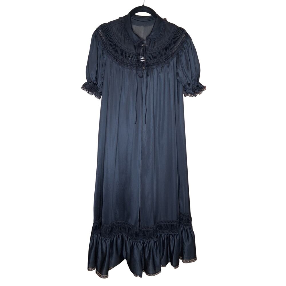 Gotham Gold Stripe Black Peignoir Set Size XS/S Gown and Robe Coquette Bridal